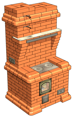 №374 Кухонный очаг – 2100 с вертикальной системой дымооборотов