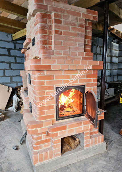 Фотография русской печи с камином №56
